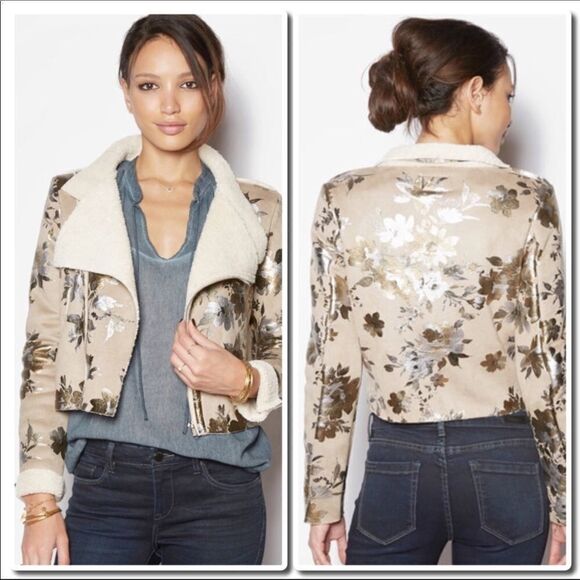 METALLIC Painted Bomber Jacket With Sherpa Lining. - Picture 4 of 4